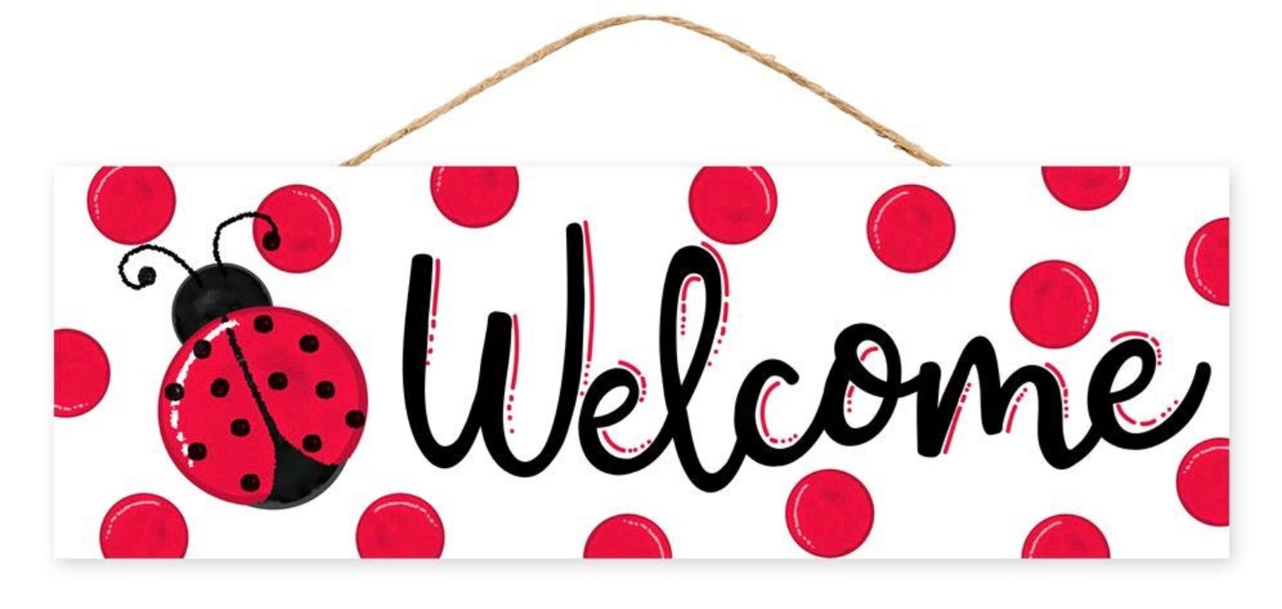 15”x5” Ladybug Welcome Wreath Sign