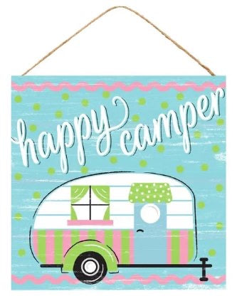 10” Square Happy Camper Wreath Sign