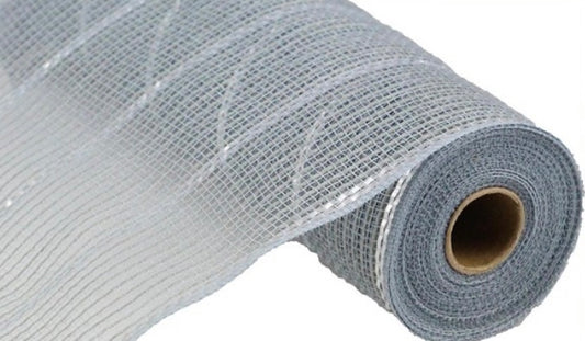 10.5” inch x 10 Yards Gray/Matte Silver Jute Metallic Mesh