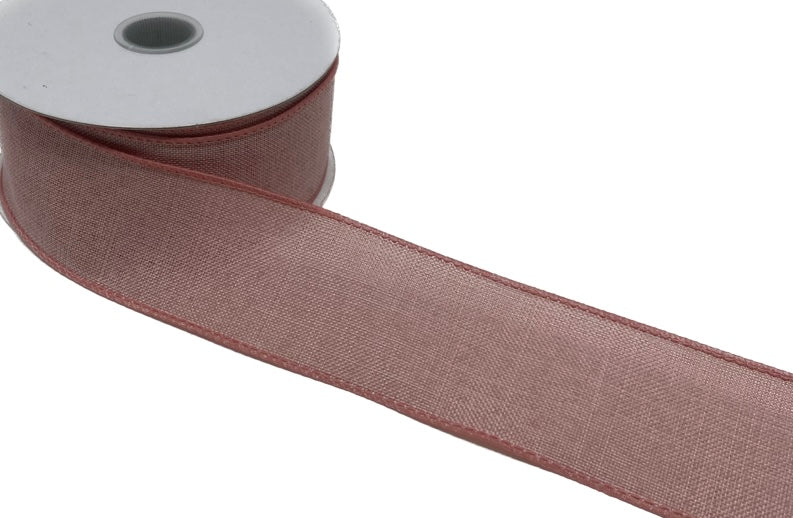 10 Yards - 1.5” Wired Light Pink Linen Ribbon