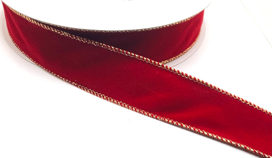 50 Yards - 1.5” Wired Burgundy Velvet Ribbon