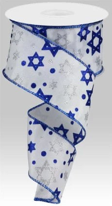 Wired Star of David Ribbon-2.5”x10 Yards