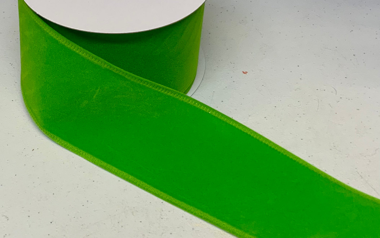 10 Yards - 2.5" Wired Lime Green Velvet Ribbon