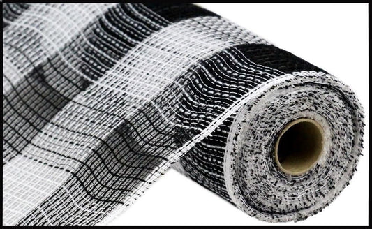 Black with White Check Fabric Mesh- 10.5 inch x 10 Yards