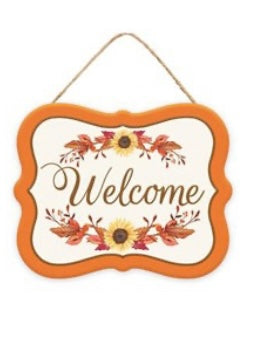 5”x4” Metal Tin Welcome Fall Wreath Sign