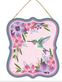 7”x6” Metal Embossed Hummingbird Tin Sign