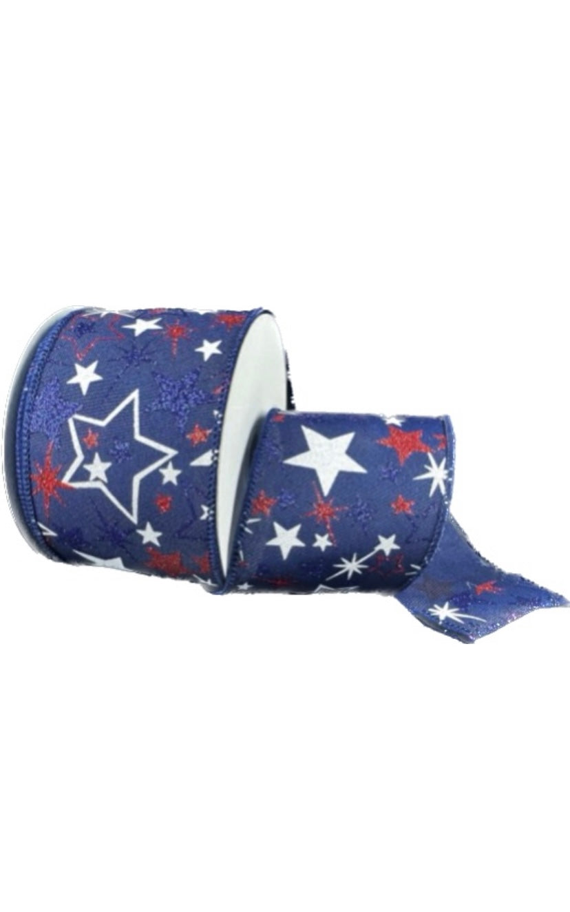 Wired Patriotic Stripes Ribbon-2.5”x10 Yards