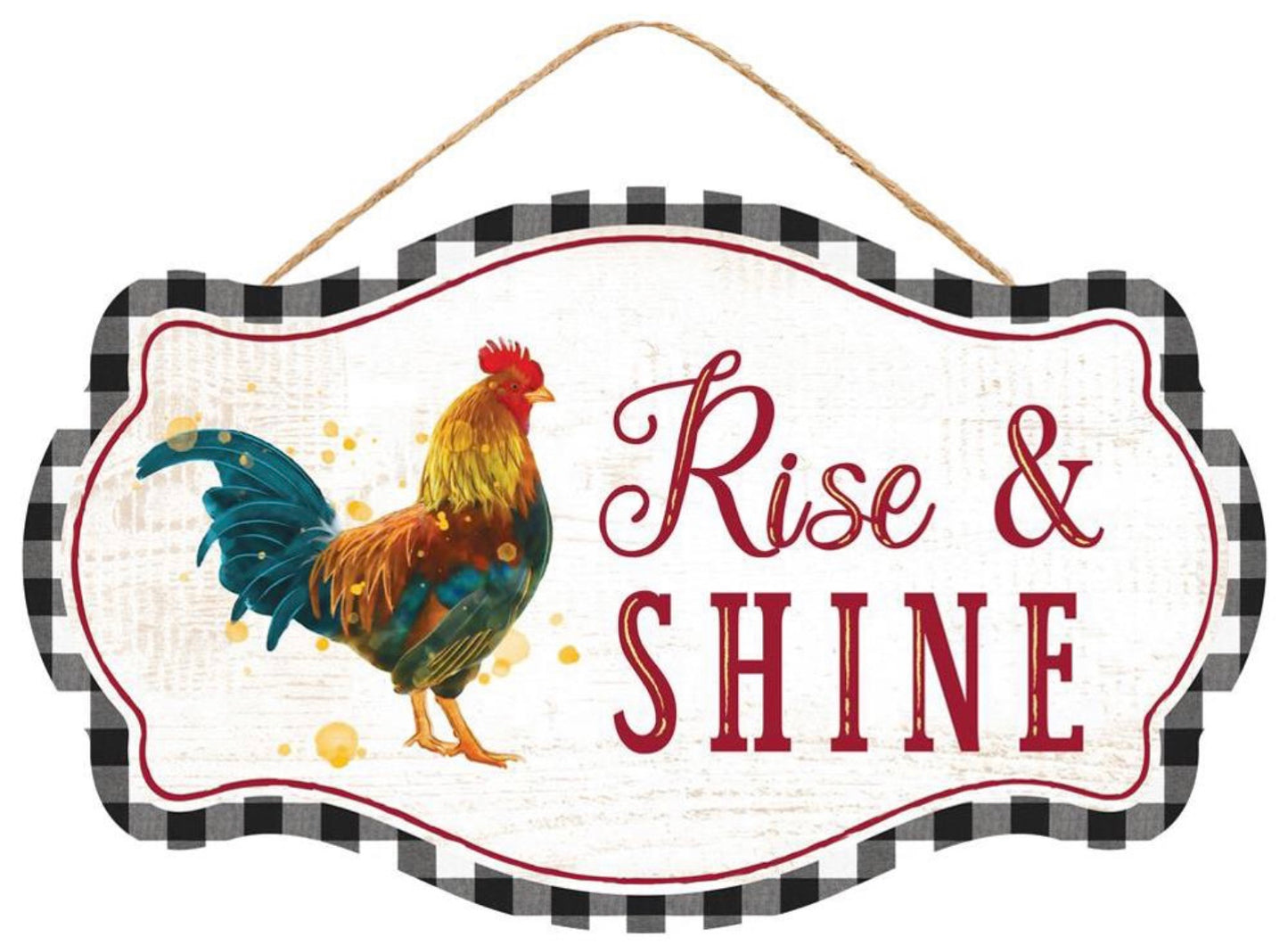 12.5”x6.5” Rise & Shine Rooster Wreath Sign