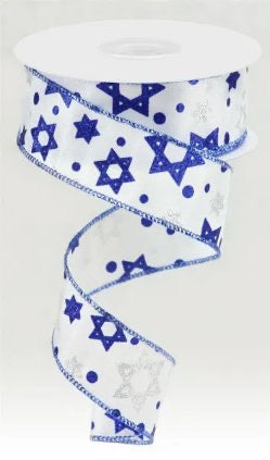 Wired Star of David Ribbon-1.5”x10 Yards