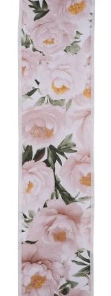 Wired Peonies Floral  Ribbon- 2.5”x10 Yards