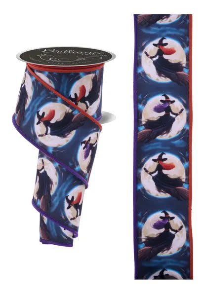 Wired Witch on a Broomstick Ribbon- 2.5” x10 Yards