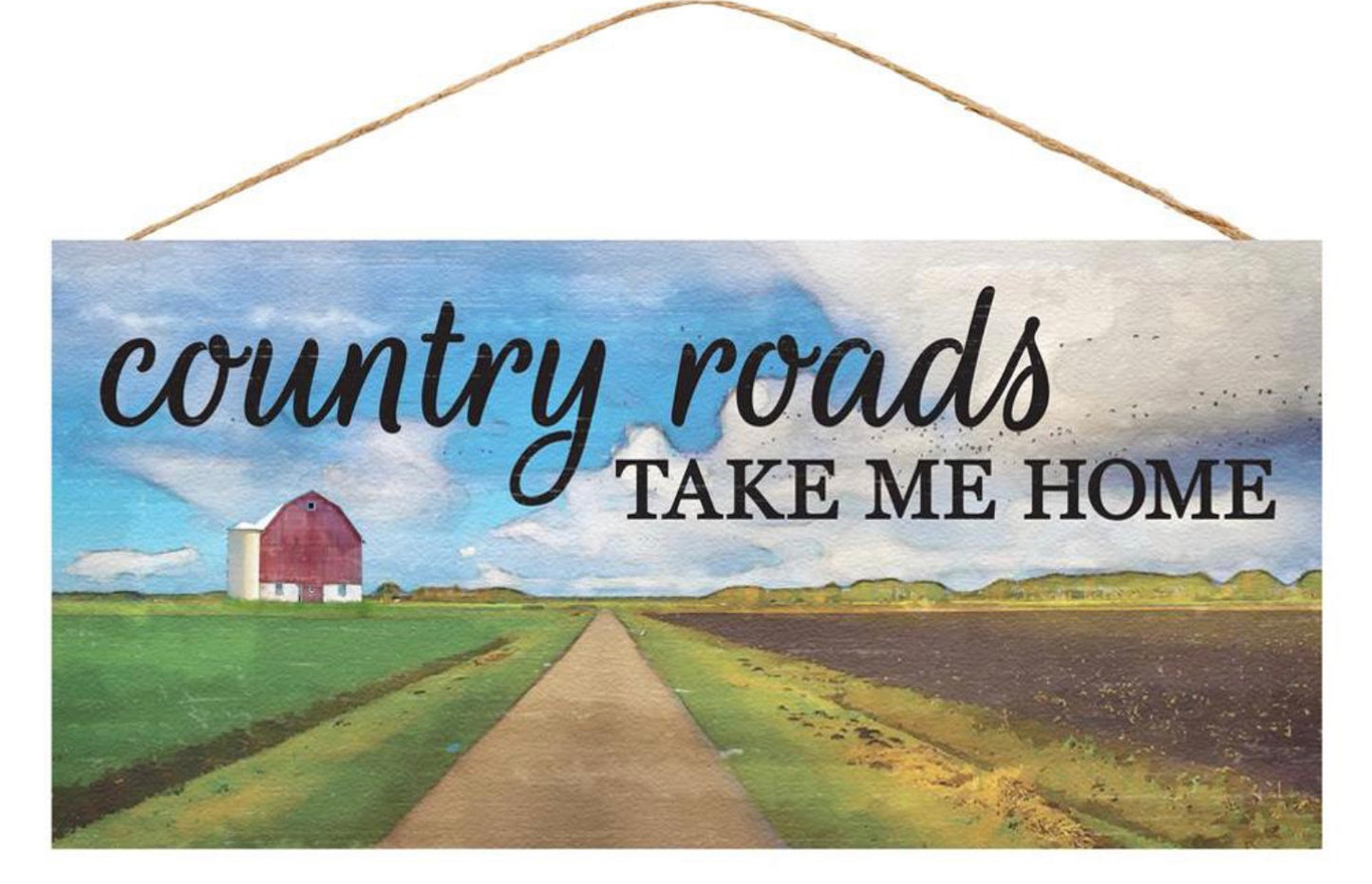 12.5”x6” Country Roads Wreath Sign