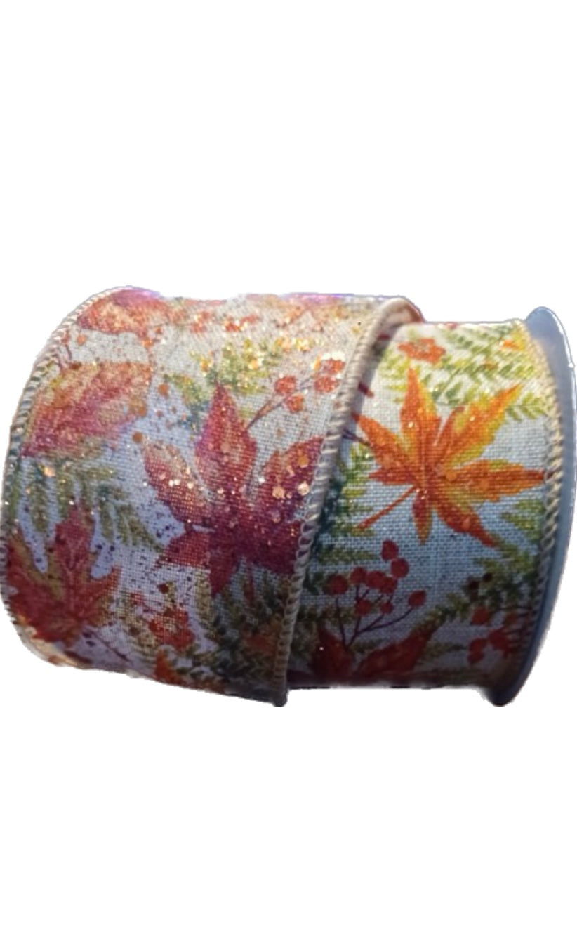 Wired Fall Leaves Ribbon-2.5”x10 Yards
