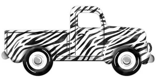 12” Metal Embossed White and Black Animal Stripe Truck Wreath Sign
