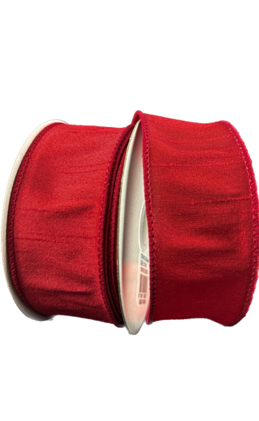 Wired Red Faux Dupioni Ribbon- 1.5”x10 Yards