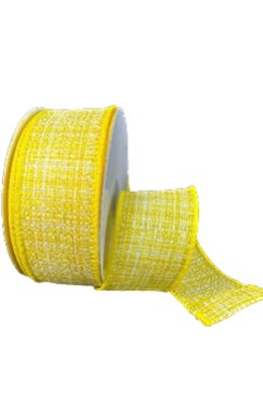 Wired Yellow Embellished Tweed Ribbon-1.5”x10 Yards