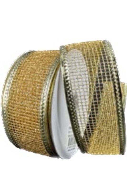 Wired Gold Glitter Net Ribbon-1.5”x10 Yards