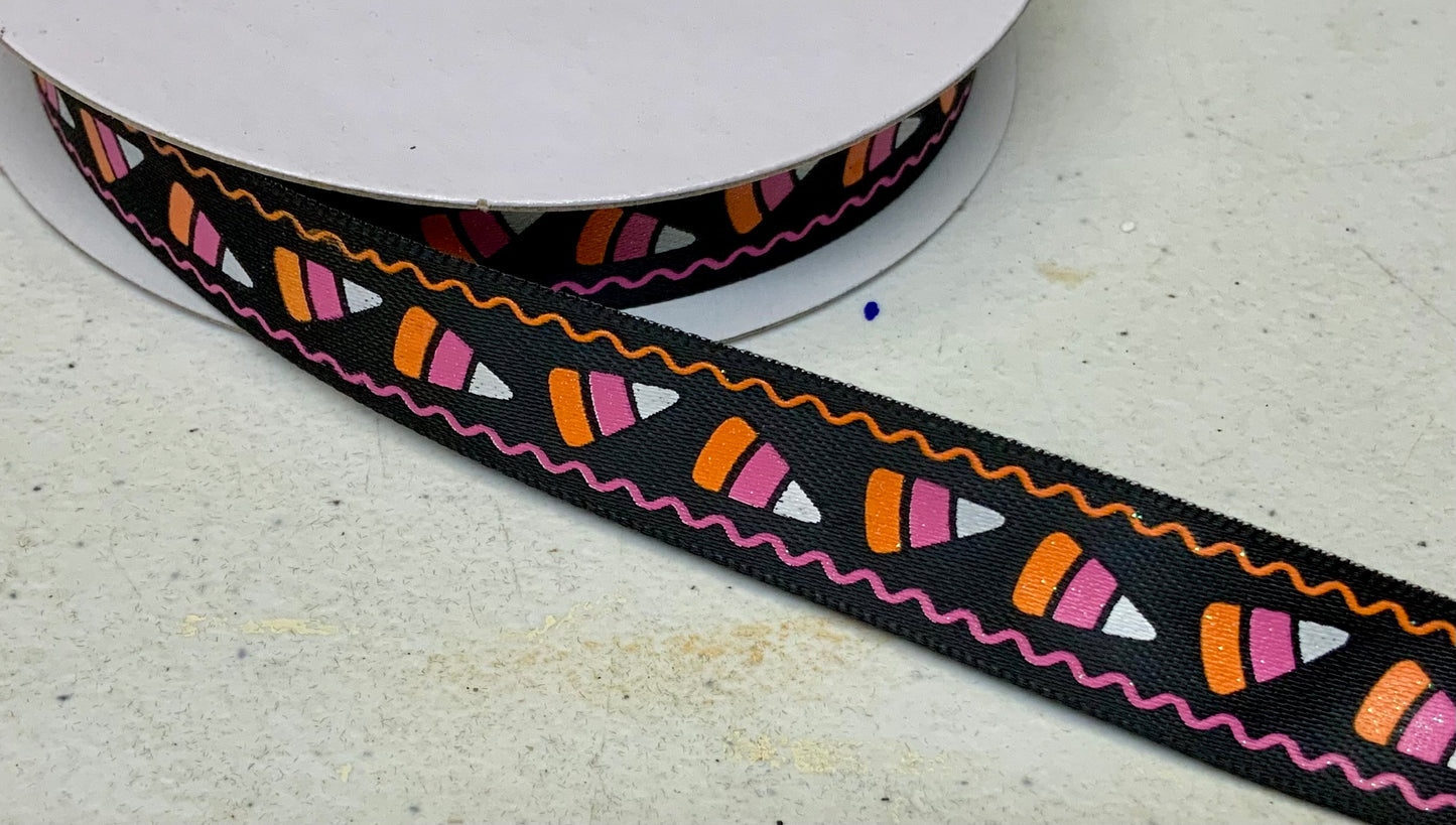 Candy Corn Halloween Ribbon-5/8”x10 Yards