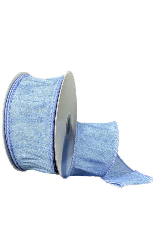 10 Yards - 1.5” Wired Iris Blue Faux Dupioni Ribbon
