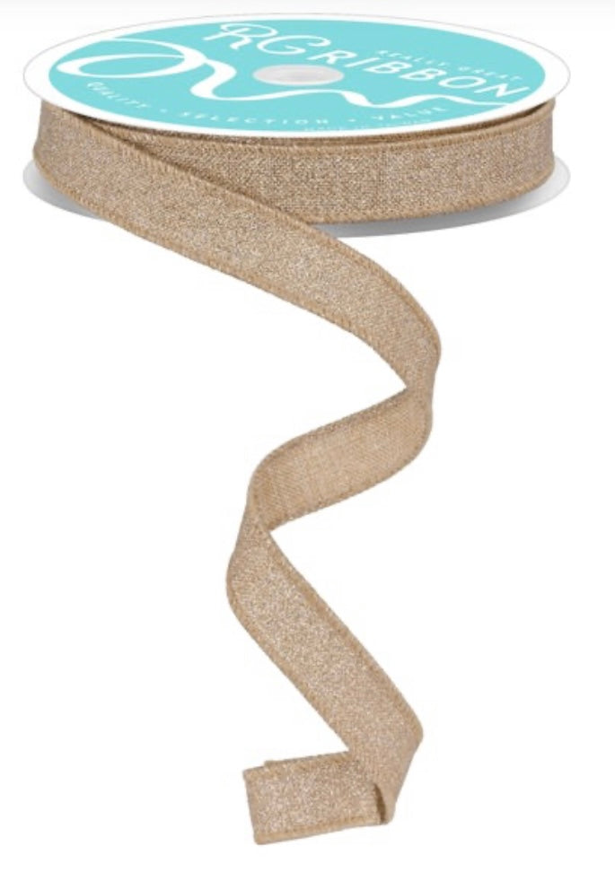 10 Yards - 5/8” Wired Taupe Glitter on Royal Ribbon