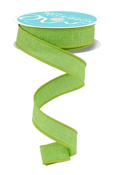 Wired Lime Green Royal Burlap Linen Ribbon-7/8”x10 Yards