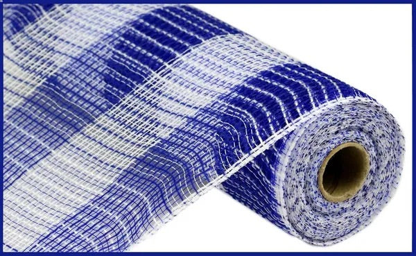Royal Blue with White Check Fabric Mesh- 10.5 inch x 10 Yards