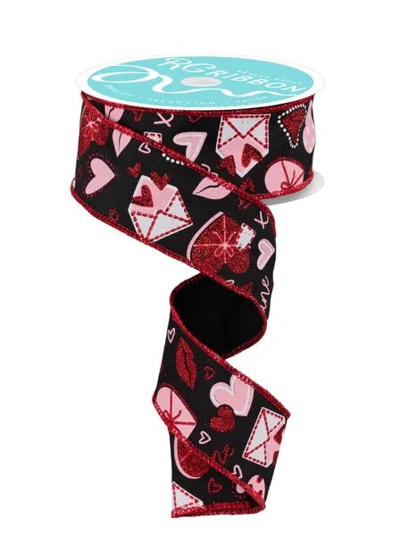 Wired Valentine’s Day Graphics Ribbon- 1.5”x10 Yards