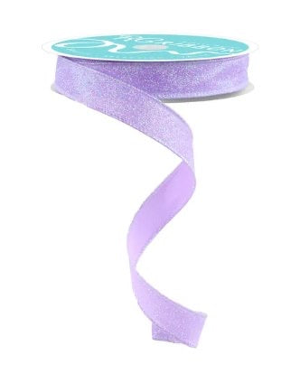 10 Yards - 5/8” Wired Light Purple Iridescent Glitter on Satin Ribbon