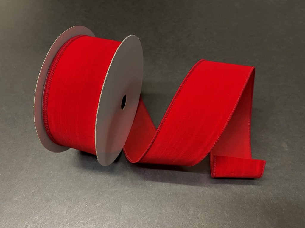 Wired Christmas Red Velvet Ribbon- 2.5”x50Yards