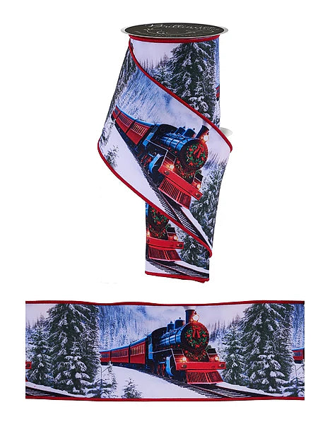 Wired Winter Train  Ribbon- 4”x10 Yards