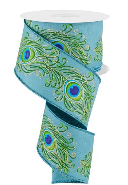 Wired Satin Peacock Ribbon- 2.5”x10 Yards
