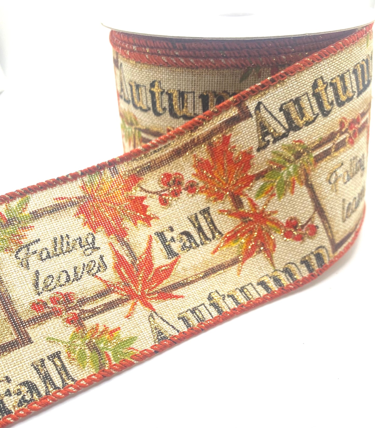 10 Yards - 2.5" Wired Fall Sayings Ribbon