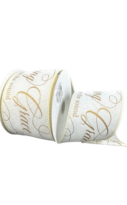 Wired White and Gold Amazing Grace Religious Ribbon-2.5”x10 Yards