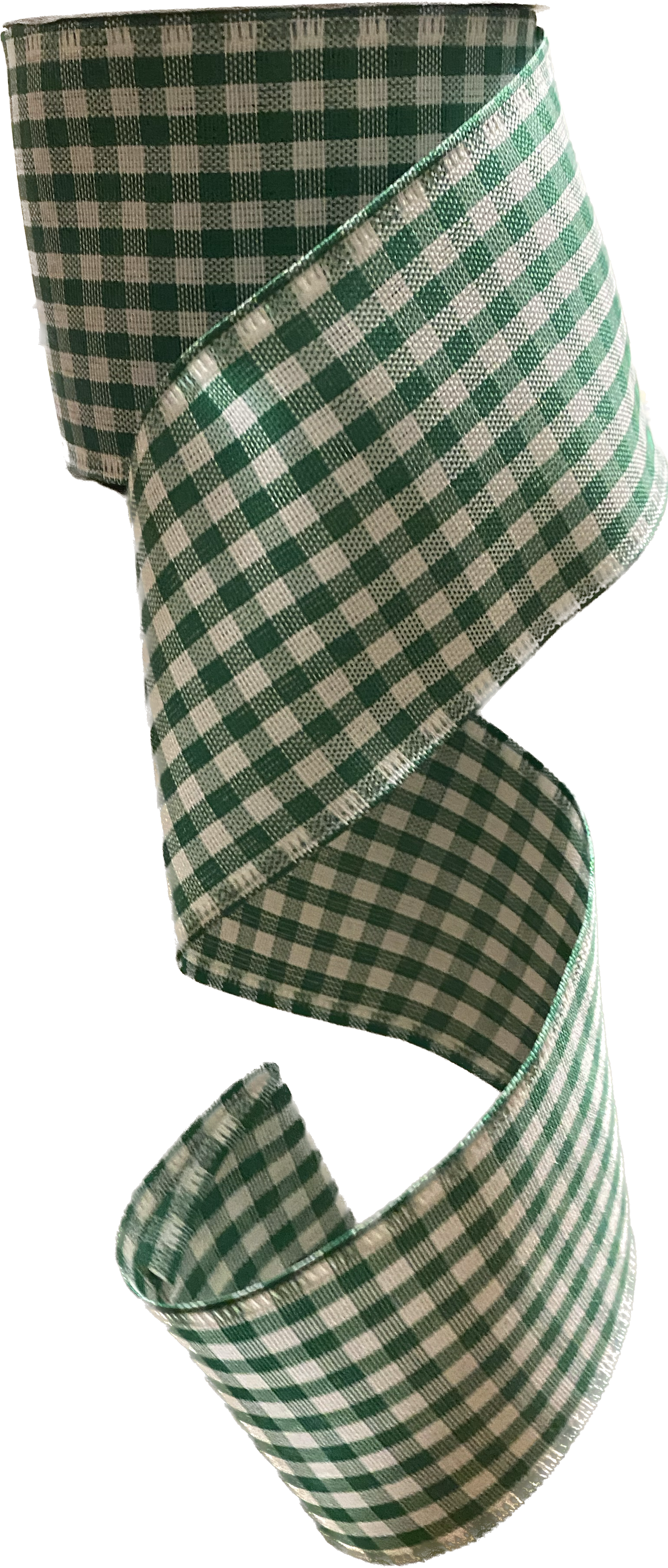 10 Yards - 2.5” Green and White Gingham Ribbon