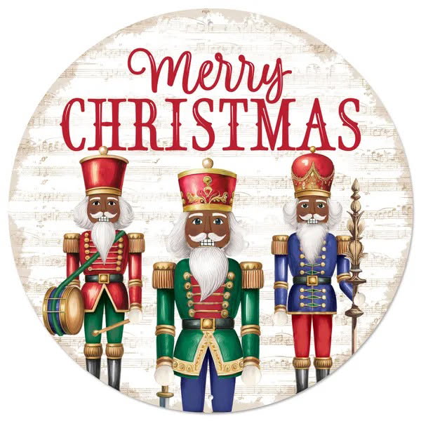 Merry Christmas Nutcracker Wreath Sign-12” Round