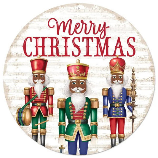 Merry Christmas Nutcracker Wreath Sign-12” Round