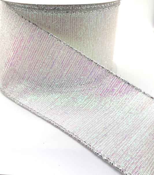 10 Yards - 2.5” Wired Woven Irid Confetti Metallic Ribbon