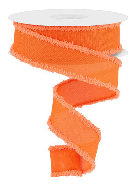 Wired Faux Royal Orange Burlap Drift Ribbon- 1.5”x10 Yards