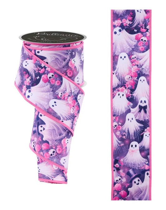 Wired Halloween Ghost Ribbon- 2.5”x10 Yards