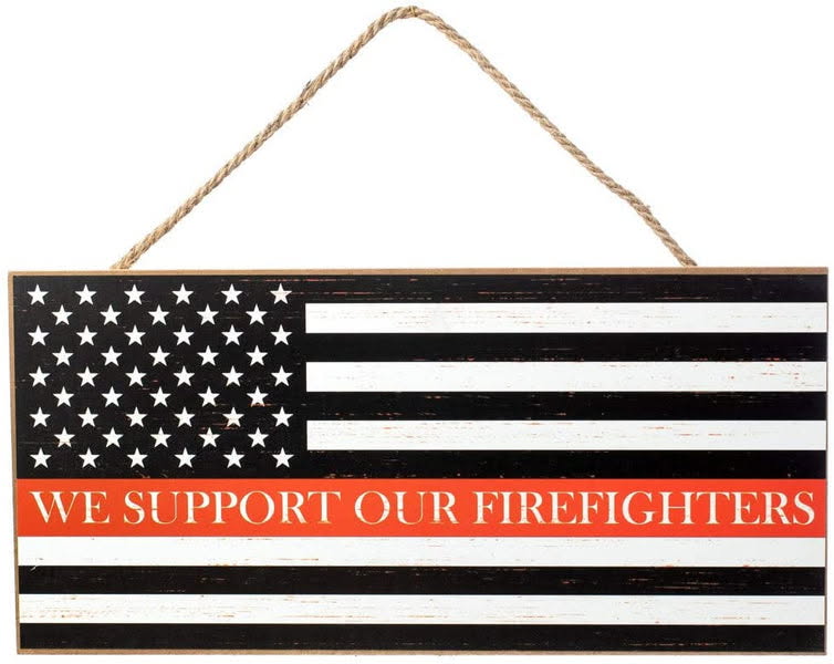12.5"L x 6"H We Support Our Firefighters Wreath Sign