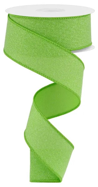 Wired Fresh Green Crystal Shine Glitter Ribbon- 1.5” x10 Yards