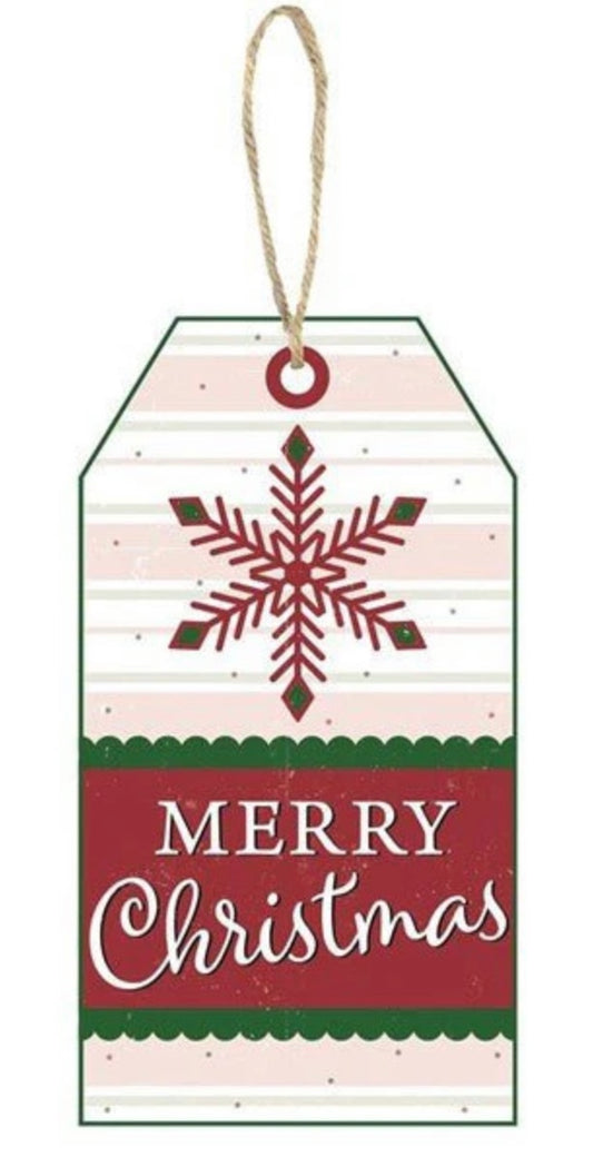 12.5”x6” Merry Christmas Tag Wreath Sign