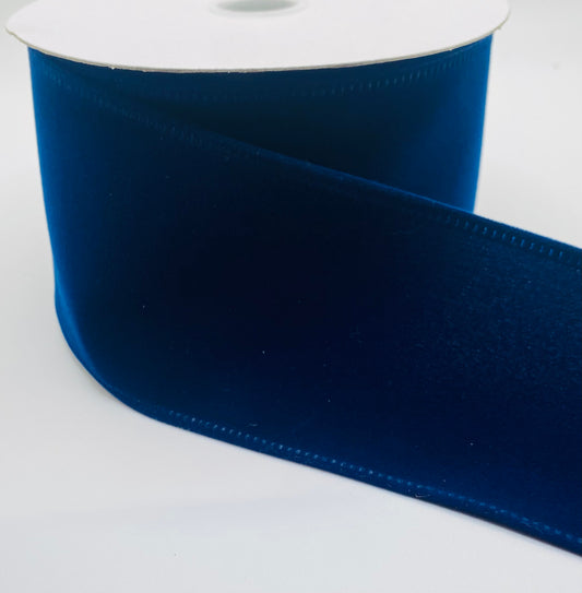 10 Yards - 2.5” Wired Navy Blue Velvet Ribbon