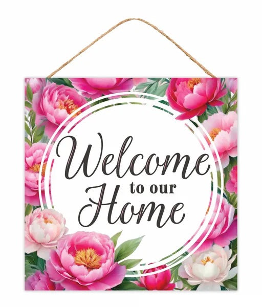 Welcome to Our Home Wreath Sign-10” Square