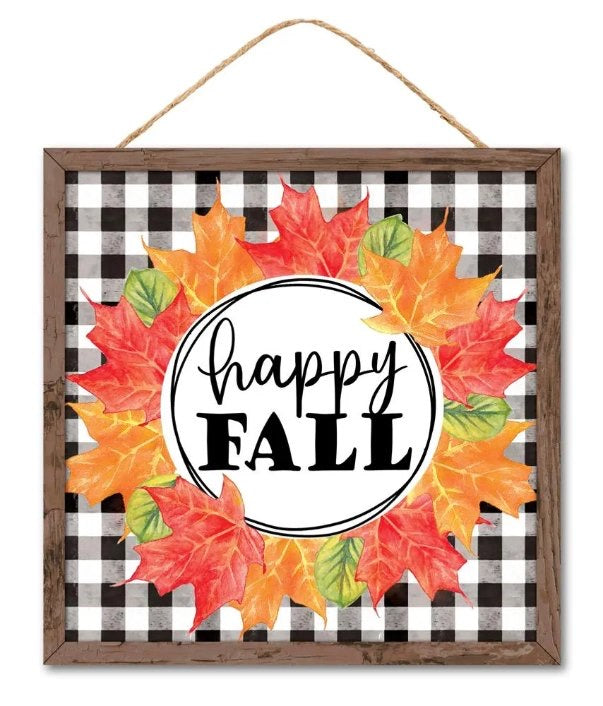 10” Square Happy Fall Wreath Sign