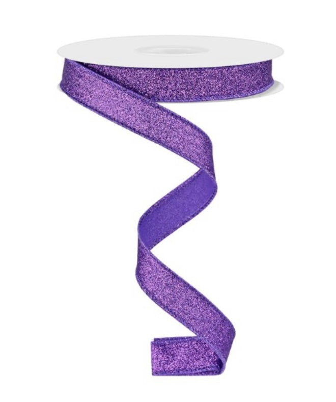 10 Yards - 5/8” Wired Purple Shimmer Glitter Ribbon