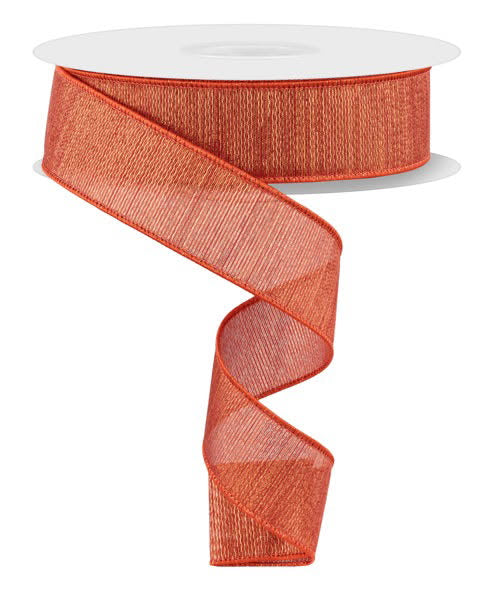 Wired Rust Copper Woven Metallic Ribbon- 1.5”x50 Yards