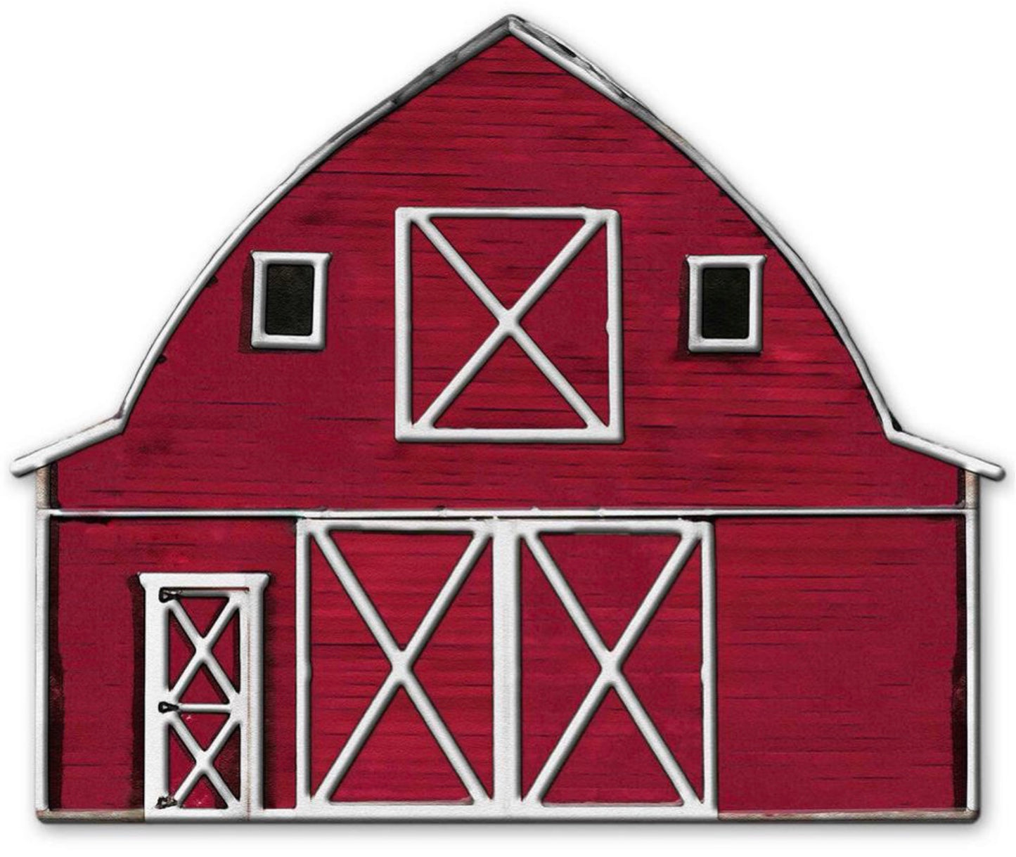 12”x9.75” Metal Embossed Red Barn Wreath Sign