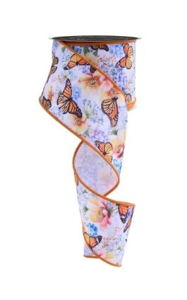Wired Spring Butterfly Ribbon- 2.5”x 10 Yards