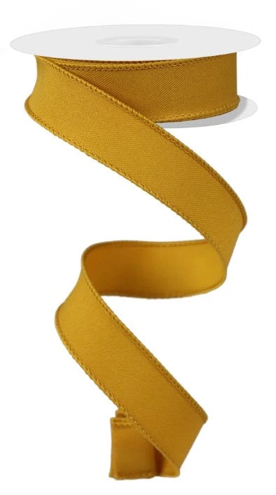 Wired Dark Yellow Diagonal Weave Ribbon-7/8”x10 Yards